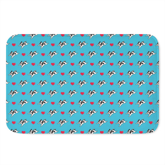 Love French Bulldog Pattern Print Indoor Door Mat