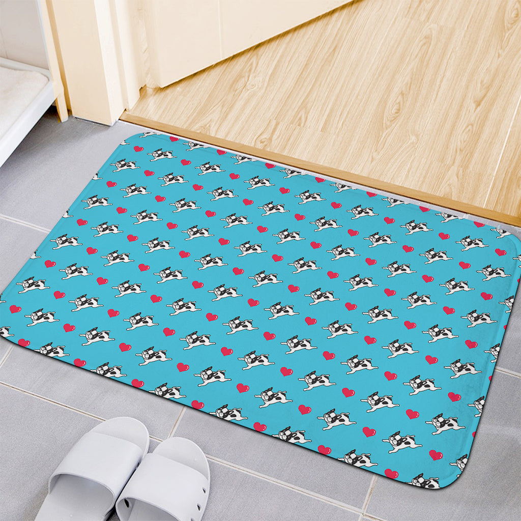 Love French Bulldog Pattern Print Indoor Door Mat