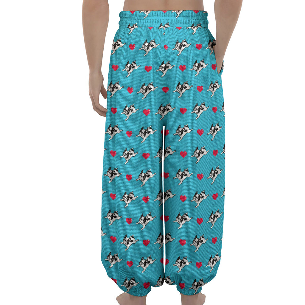 Love French Bulldog Pattern Print Lantern Pants