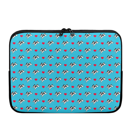 Love French Bulldog Pattern Print Laptop Sleeve