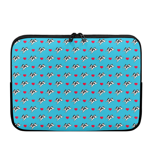 Love French Bulldog Pattern Print Laptop Sleeve