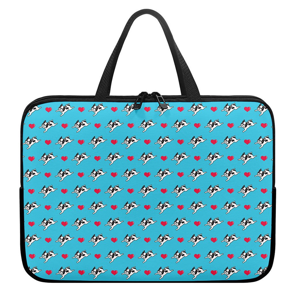 Love French Bulldog Pattern Print Laptop Sleeve With Handle