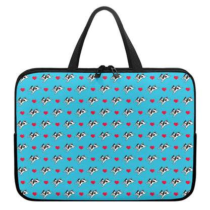 Love French Bulldog Pattern Print Laptop Sleeve With Handle