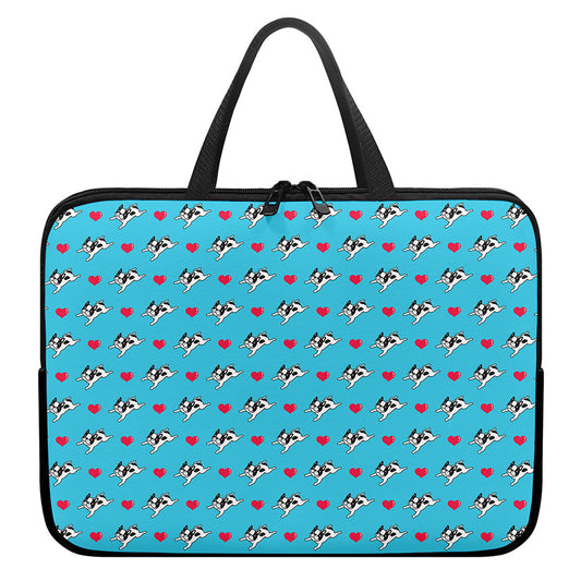 Love French Bulldog Pattern Print Laptop Sleeve With Handle