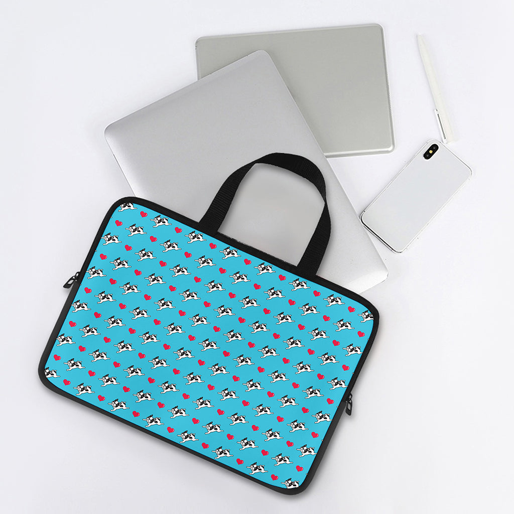 Love French Bulldog Pattern Print Laptop Sleeve With Handle