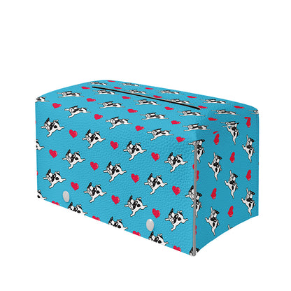 Love French Bulldog Pattern Print Leather Tissue Box Cover