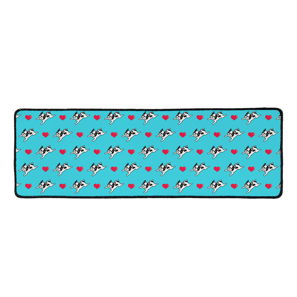 Love French Bulldog Pattern Print Long Kitchen Mat