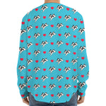 Love French Bulldog Pattern Print Long Sleeve Baseball Jersey