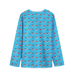 Love French Bulldog Pattern Print Long Sleeve Short Coat