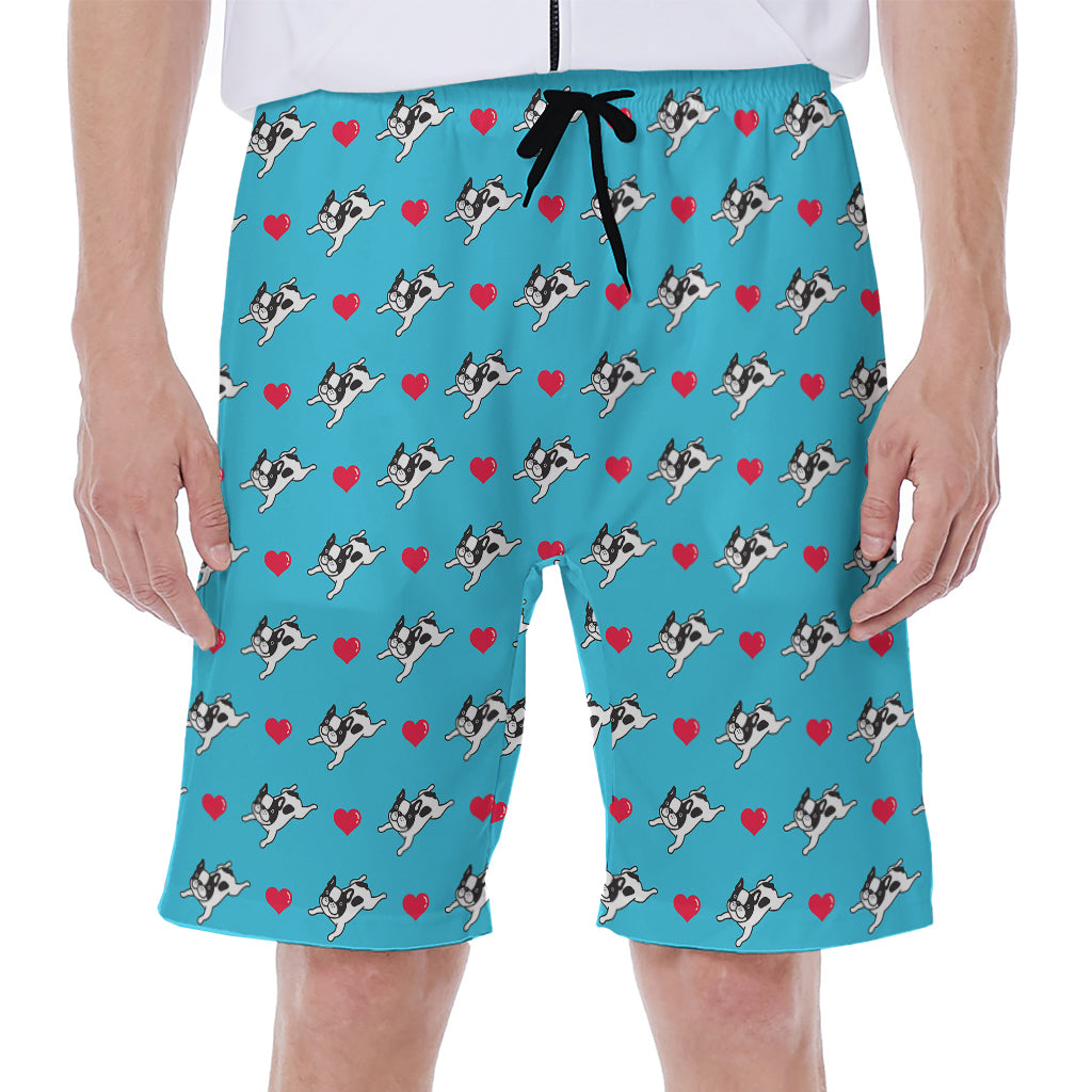 Love French Bulldog Pattern Print Men's Beach Shorts