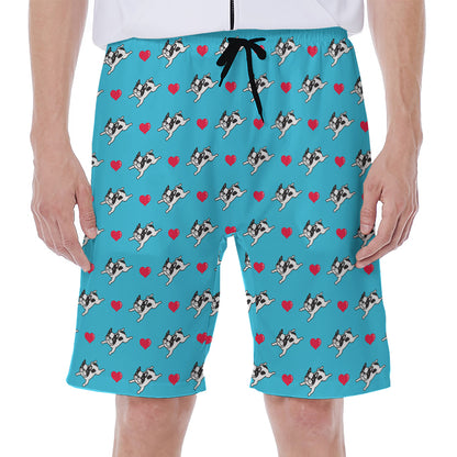 Love French Bulldog Pattern Print Men's Beach Shorts