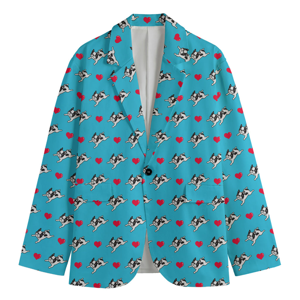 Love French Bulldog Pattern Print Men's Blazer