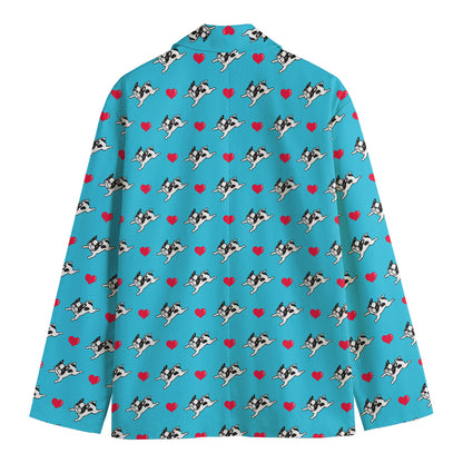Love French Bulldog Pattern Print Men's Blazer