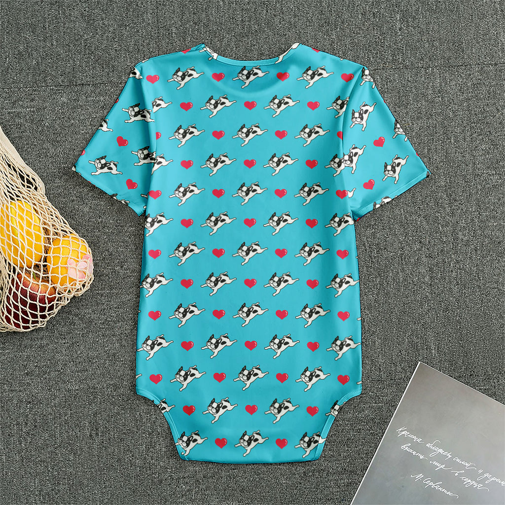 Love French Bulldog Pattern Print Men's Bodysuit
