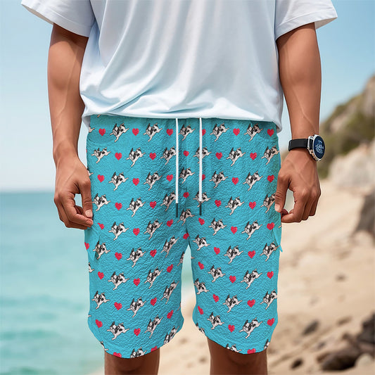 Love French Bulldog Pattern Print Men's Cargo Shorts