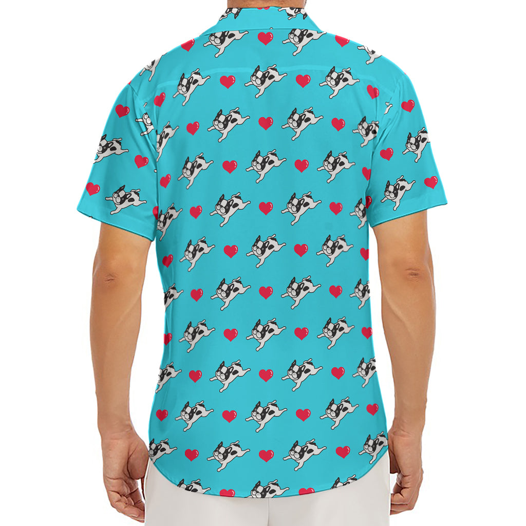 Love French Bulldog Pattern Print Men's Deep V-Neck Shirt