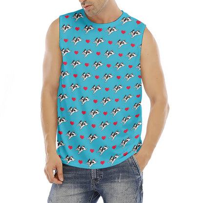 Love French Bulldog Pattern Print Men's Fitness Tank Top