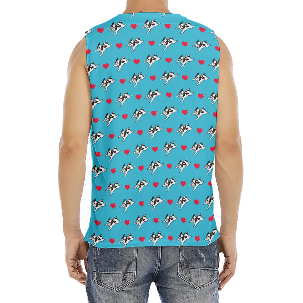 Love French Bulldog Pattern Print Men's Fitness Tank Top