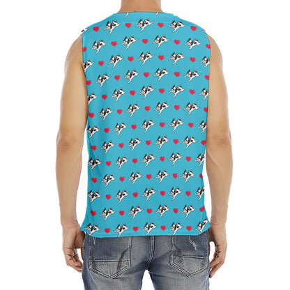 Love French Bulldog Pattern Print Men's Fitness Tank Top