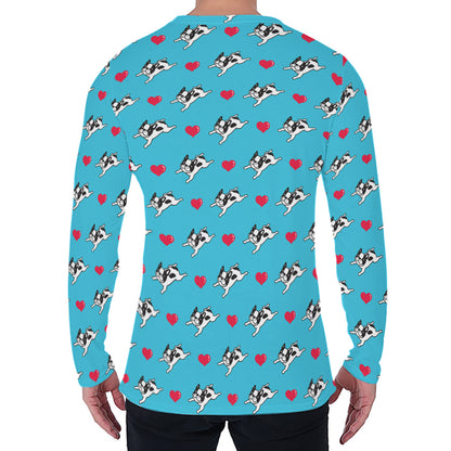 Love French Bulldog Pattern Print Men's Long Sleeve T-Shirt