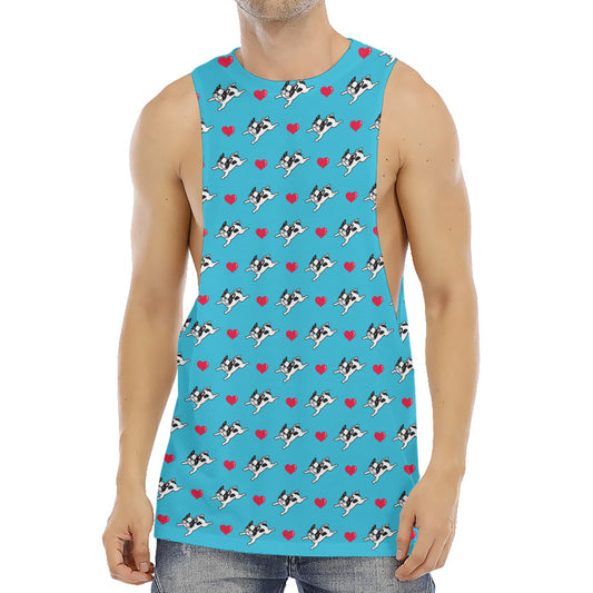 Love French Bulldog Pattern Print Men's Muscle Tank Top