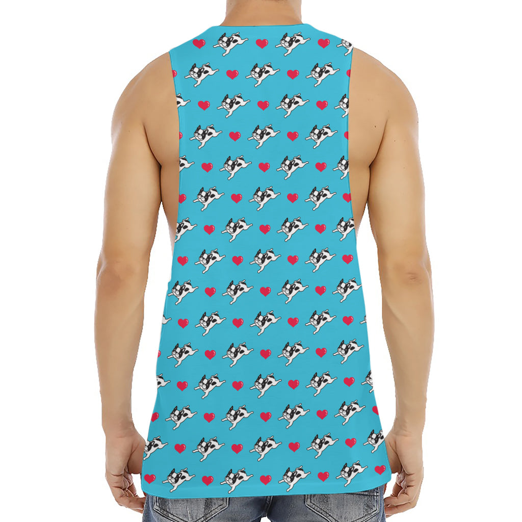 Love French Bulldog Pattern Print Men's Muscle Tank Top