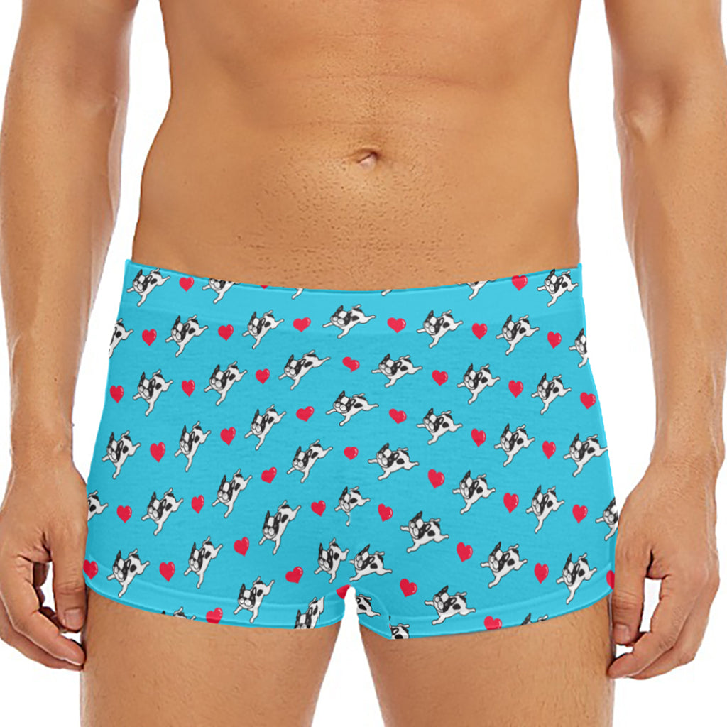 Love French Bulldog Pattern Print Men's Short Boxer Briefs
