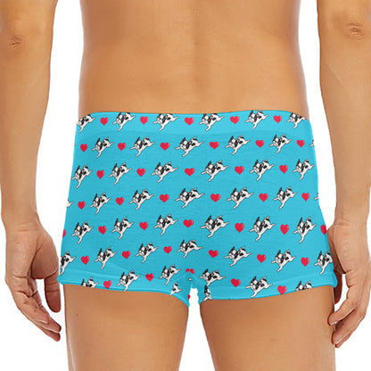 Love French Bulldog Pattern Print Men's Short Boxer Briefs