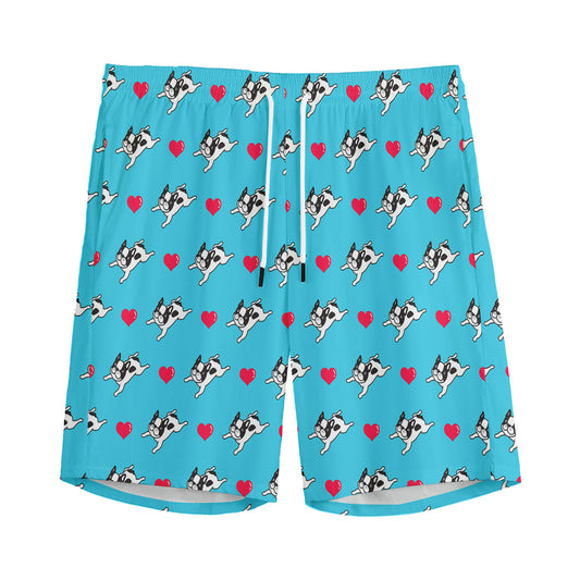 Love French Bulldog Pattern Print Men's Sports Shorts