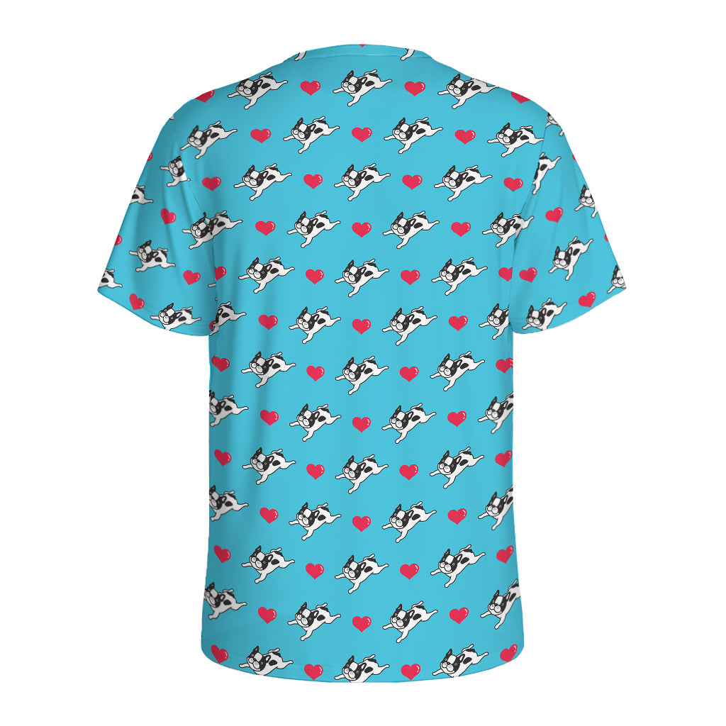 Love French Bulldog Pattern Print Men's Sports T-Shirt