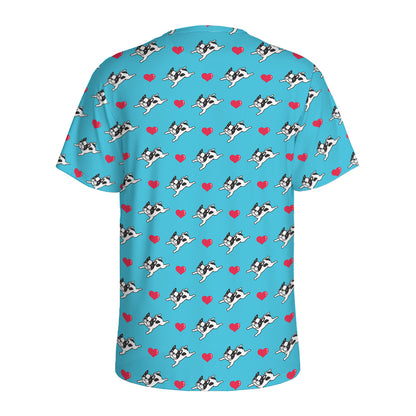 Love French Bulldog Pattern Print Men's Sports T-Shirt