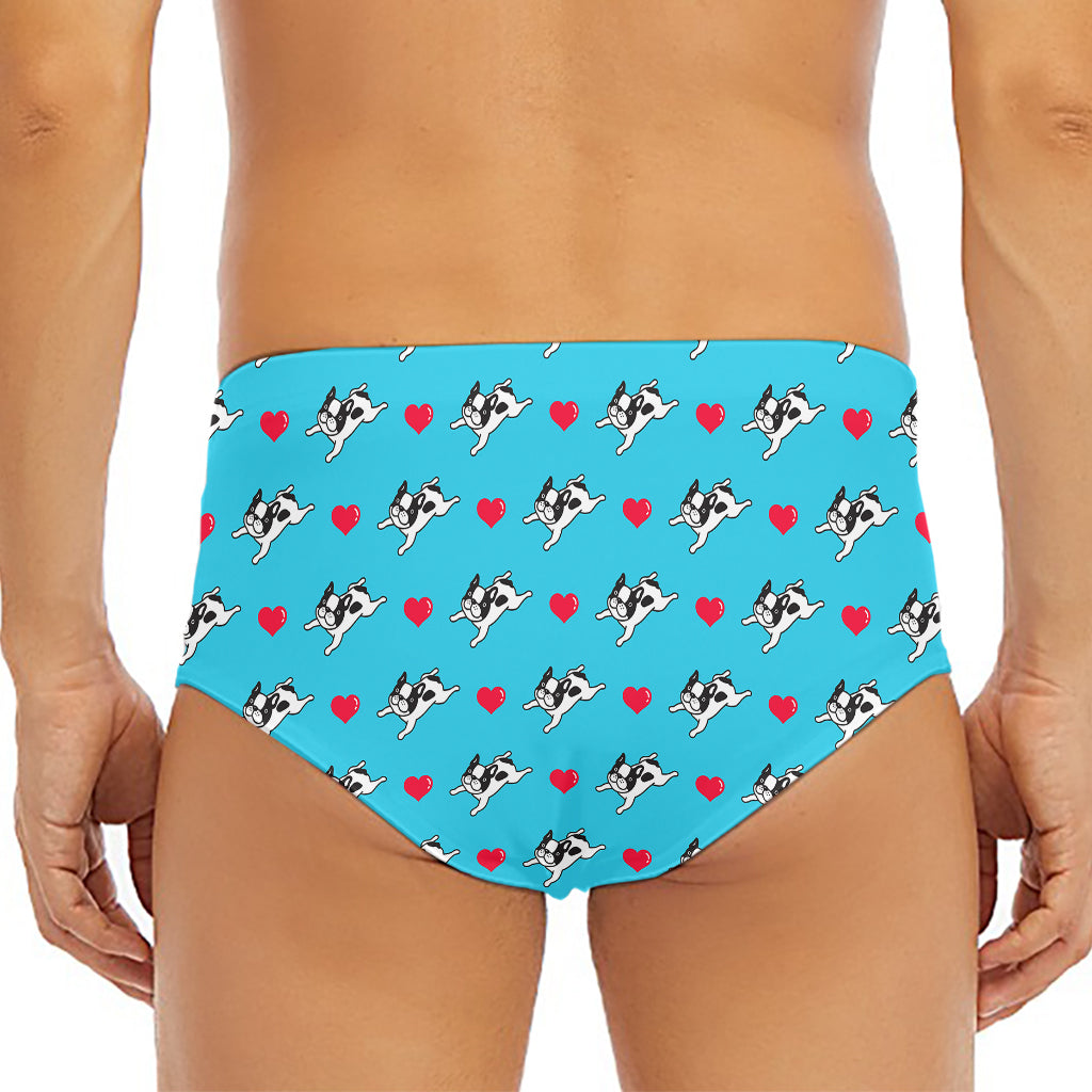 Love French Bulldog Pattern Print Men's Triangle Swim Briefs