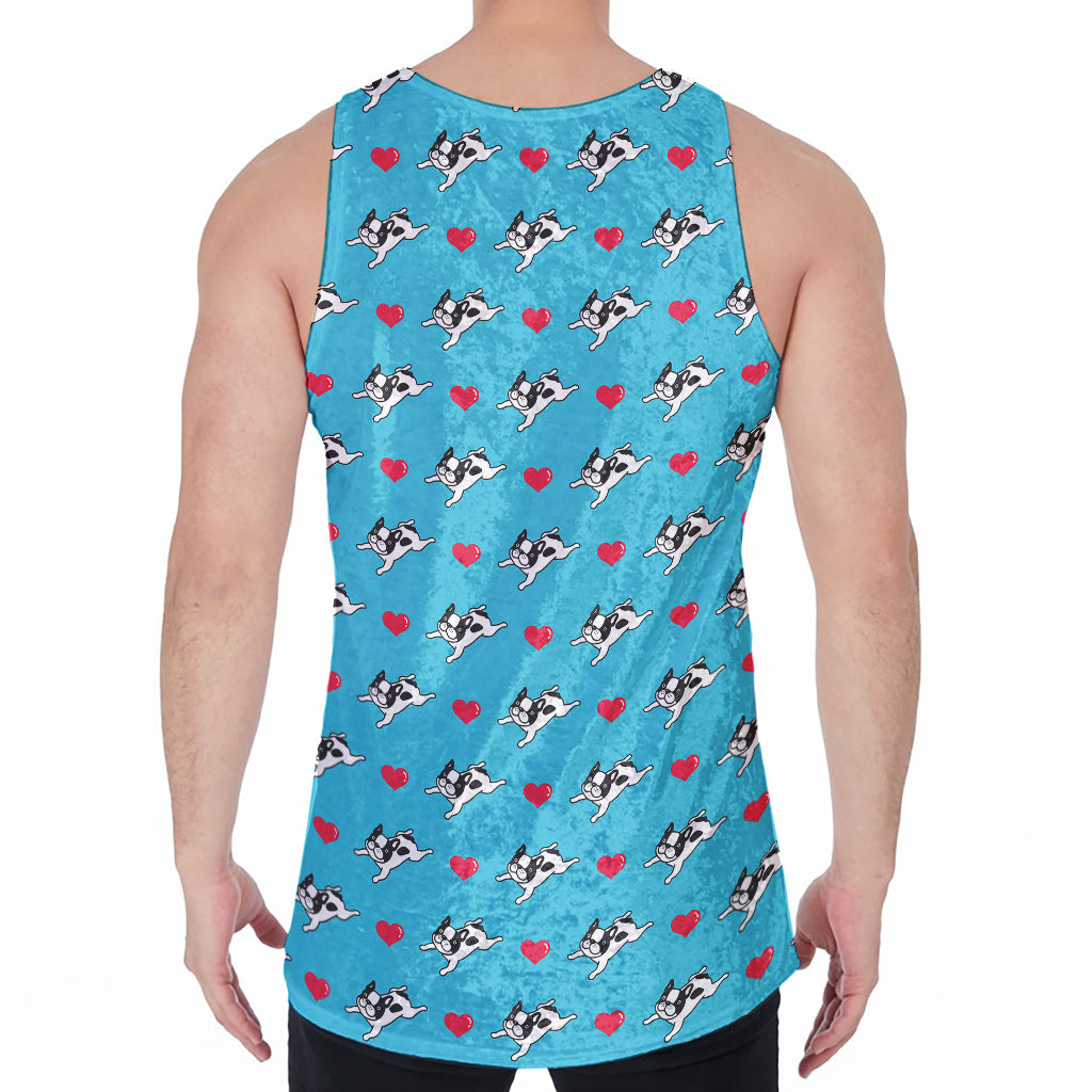 Love French Bulldog Pattern Print Men's Velvet Tank Top