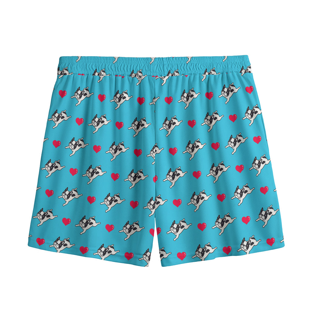 Love French Bulldog Pattern Print Mesh Shorts