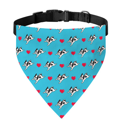 Love French Bulldog Pattern Print Over The Collar Dog Bandana