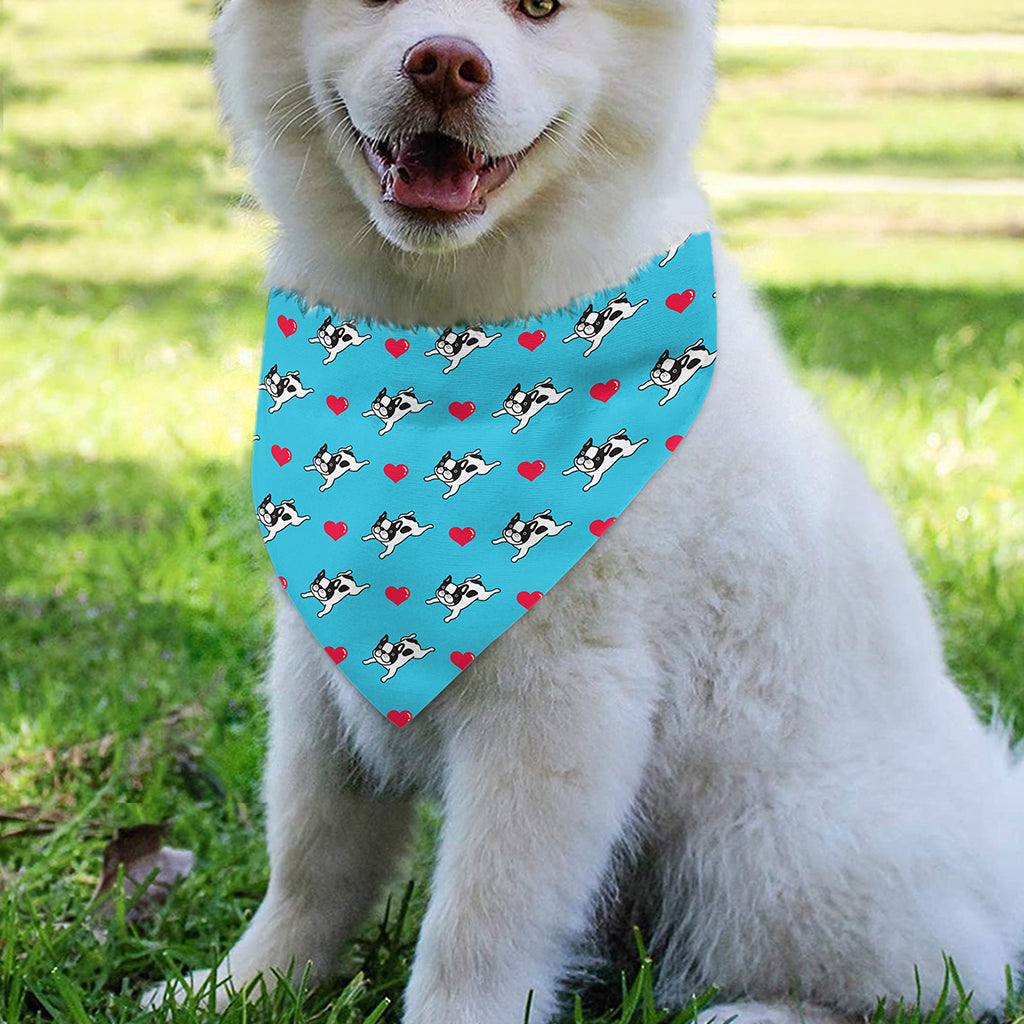 Love French Bulldog Pattern Print Over The Collar Dog Bandana