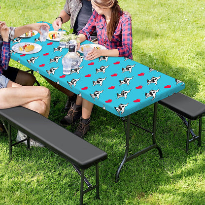 Love French Bulldog Pattern Print Picnic Table Cover
