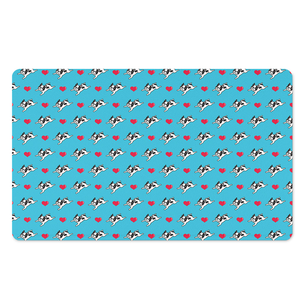 Love French Bulldog Pattern Print Polyester Doormat