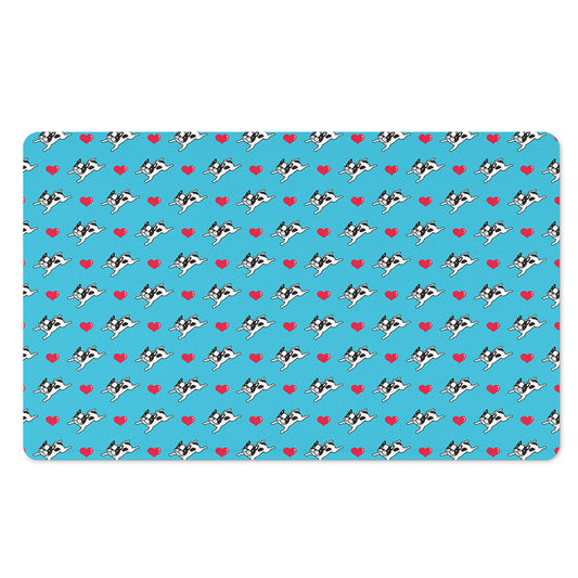 Love French Bulldog Pattern Print Polyester Doormat