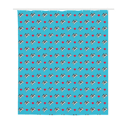 Love French Bulldog Pattern Print Polyester Shower Curtain