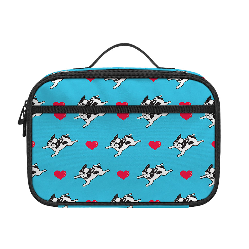 Love French Bulldog Pattern Print Portable Lunch Bag
