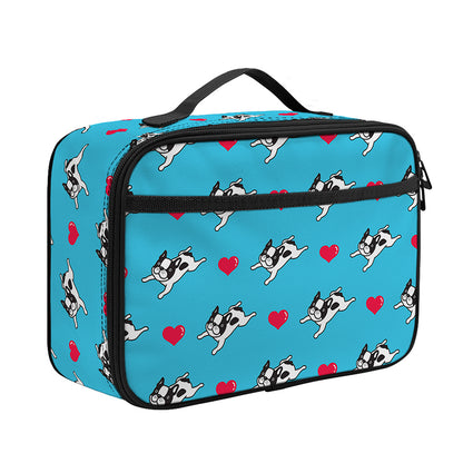 Love French Bulldog Pattern Print Portable Lunch Bag