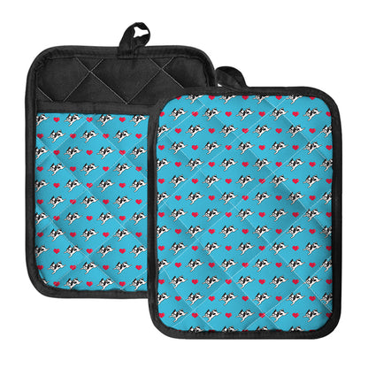Love French Bulldog Pattern Print Pot Holders With Pocket