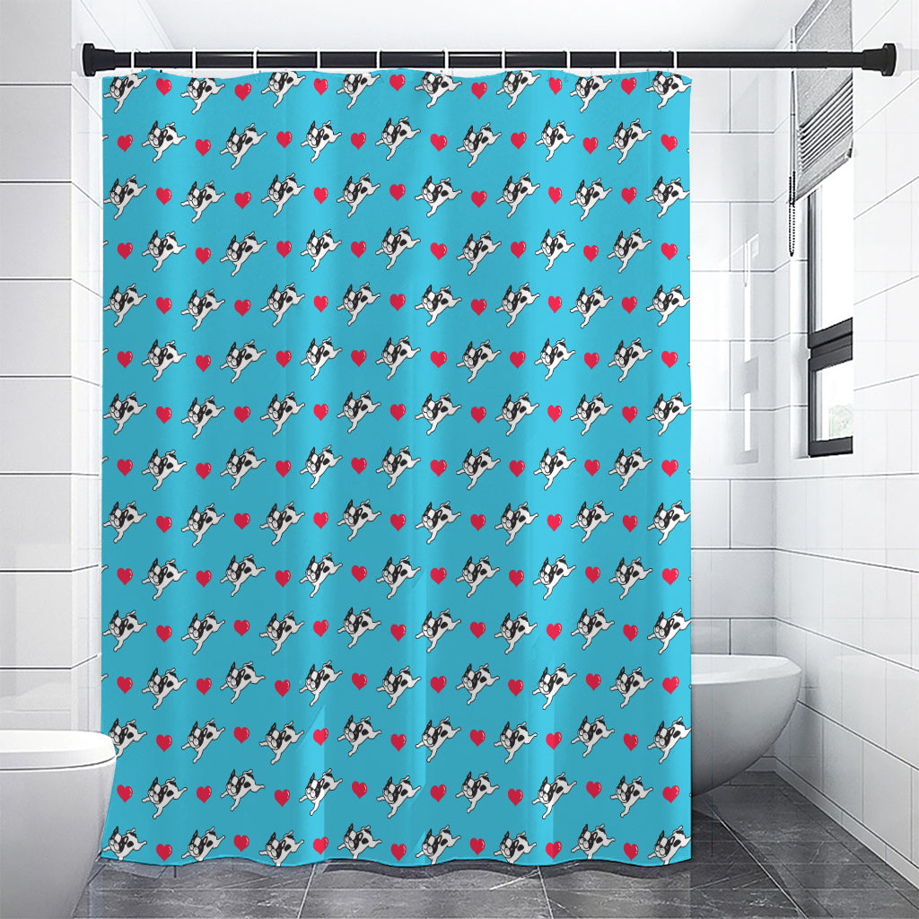 Love French Bulldog Pattern Print Premium Shower Curtain