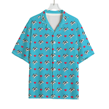 Love French Bulldog Pattern Print Rayon Hawaiian Shirt