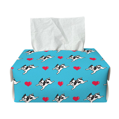 Love French Bulldog Pattern Print Rectangle Tissue Box Cover