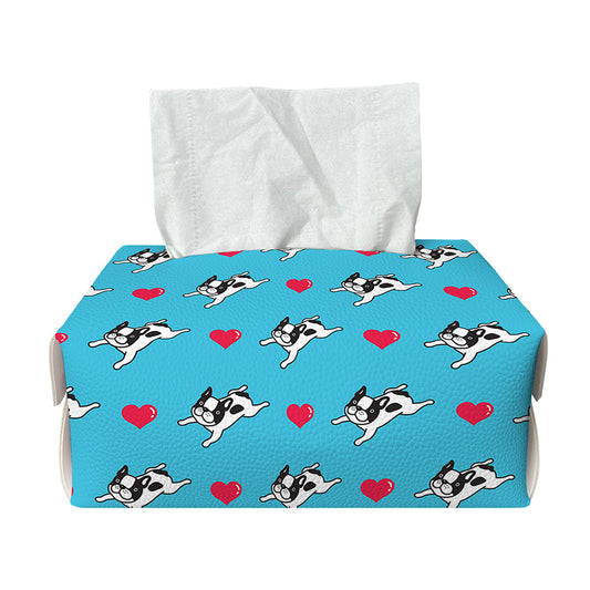 Love French Bulldog Pattern Print Rectangle Tissue Box Cover