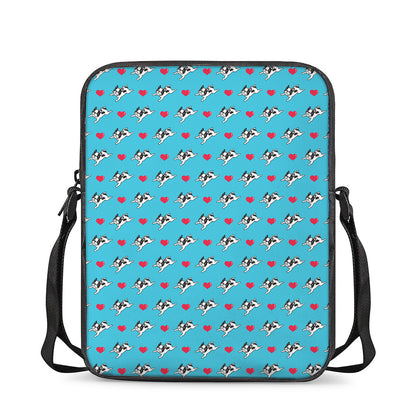 Love French Bulldog Pattern Print Rectangular Crossbody Bag