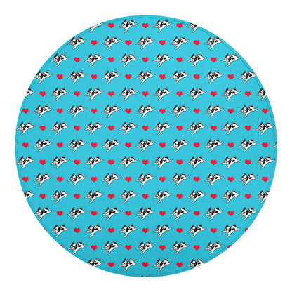 Love French Bulldog Pattern Print Round Blanket