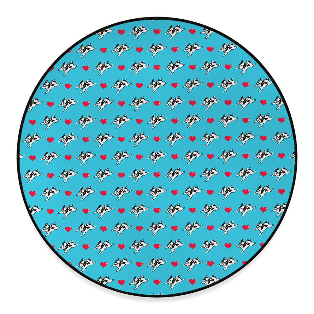 Love French Bulldog Pattern Print Round Floor Mat